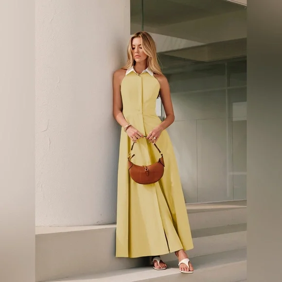 Commense‎ Button Sleeveless Collar Dress - Picture 7 of 16